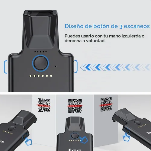 Vista 4 de Eyoyo - Escáner de código QR mejorado Bluetooth con clip trasero Android Portable Wireless 1D 2D UPC ISBN Inventory Barcode Reader, PDF417 Data