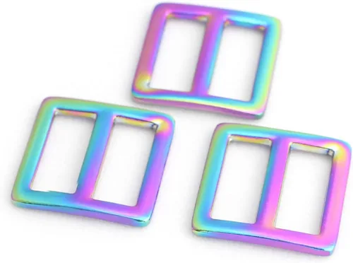 Vista 12 de Ganchos giratorios de metal arcoíris con anillos en D arcoíris y hebillas deslizantes para bolso de arco iris Tri-Glides
