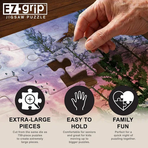 Vista 3 de MasterPieces Rompecabezas EZ Grip de 300 piezas – Moonlight Camping – 18 x 24 pulgadas