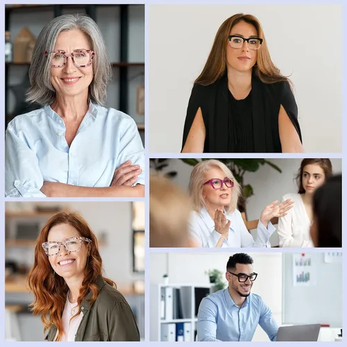 Vista 6 de Reading Glasses for Women-Fashion 5 Pack Blue Light Blocking Readers with Spring Hinge Computer Eyeglasses