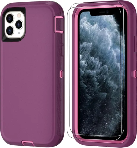 Vista 14 de Jshru para iPhone XR Funda con [2 Pack] Protector de Pantalla HD, [Grado Militar] 3-en-1 Resistente Protector de Cuerpo Completo a Prueba de Negro