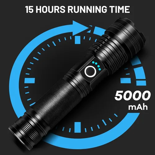 Vista 3 de Lylting Paquete de 2 linternas LED recargables de alto lúmenes, linterna ajustable súper brillante de 99,000 lm con cable USB y 5 modos, linterna