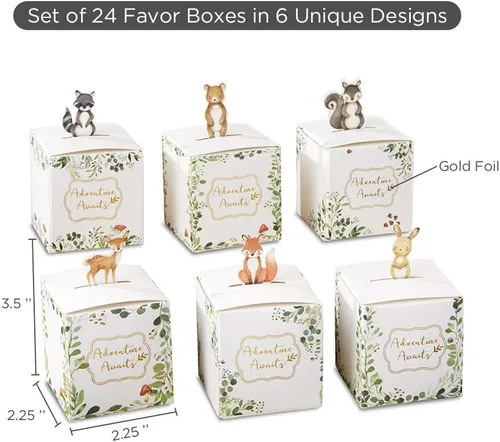 Vista 6 de Kate Aspen Decoraciones de baby shower del bosque, adorables cajas de recuerdo de animales del bosque para baby showers, cumpleaños y revelaciones
