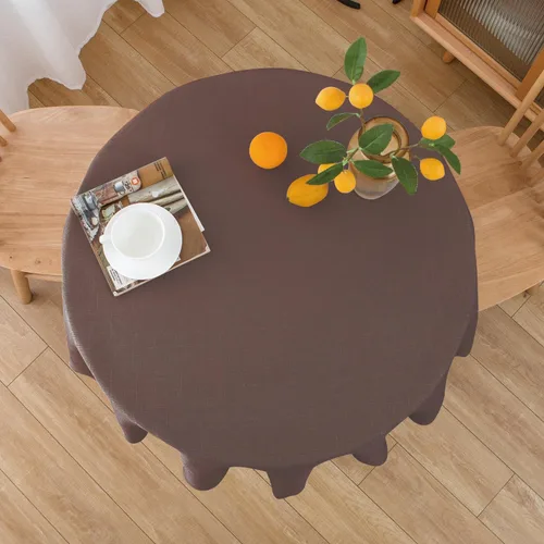 Vista 6 de NLMUVW Mantel de Lino Marrón para Mesas Redondas, Mantel Pequeño Color Chocolate, Cubierta de Mesa Estilo Granja para Cocina, Comedor, Café, 36