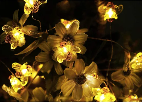 Vista 3 de 40 luces LED de abeja, impermeable, funciona con pilas, 8 modos con control remoto para bodas, fiestas, festivales, interiores, exteriores (abeja)