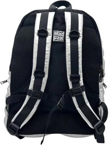 Vista 4 de Mochila para portátil de 15 pulgadas de alta calidad, funcional, duradera, elegante, bolsa de viaje, casual, para hombres y mujeres, Plata Hi-ho