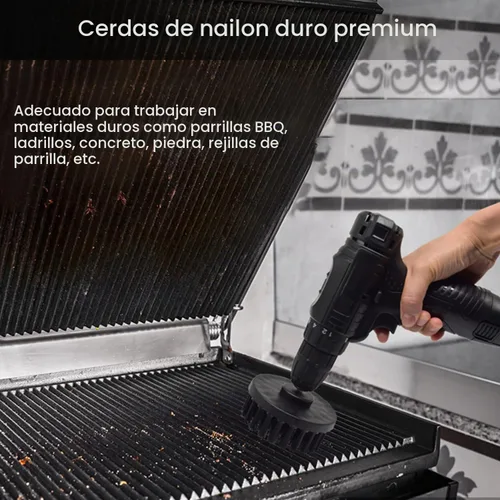 Vista 3 de Juego de accesorios de cepillo de taladro, paquete de 7 cepillos de limpieza eléctrica de 1/4 pulgadas + varilla larga extendida, accesorio de Negro