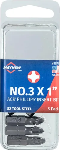 Vista 17 de Mayhew Tools 18747-5 Broca de inserción Phillips, n.º 0 x 1 pulgada, paquete de 5