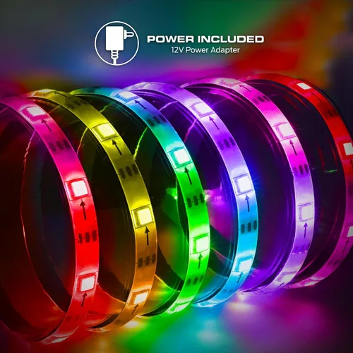 Vista 3 de Monster Tira de luces LED inteligentes RGB+IC de 25 pies, tira de luces reactivas de sonido para dormitorio, control de aplicación y voz, tira