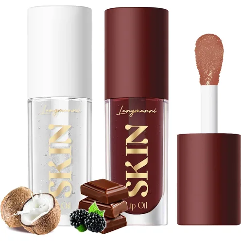 Vista 10 de LANGMANNI Aceite de labios hidratante, brillo labial no pegajoso, bálsamo labial, cuidado labial, aceite labial con sabor a fruta para labios secos