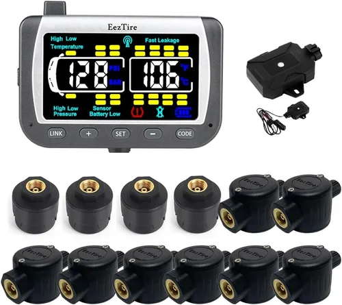 Vista 13 de EEZ RV Products EEZTire - Sistema de monitoreo de presión de neumáticos en tiempo real/24x7 - Monitor a color + 4 sensores + Sistema de refuerzo