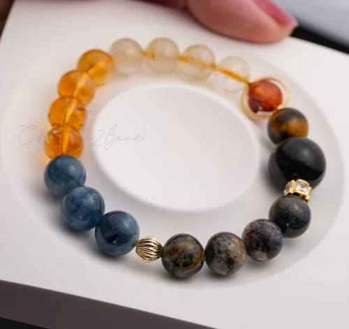 Vista 170 de Precious Gemstone Natural Crystal Healing Bracelet, Rutilated Quartz, Moonstone, Quartz Handmade Original Design Bracelet