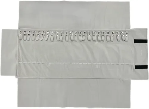 Vista 9 de Bolsa organizadora de terciopelo para collares, banda elástica y antienrollamiento, grande, negro y gris