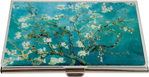Vista 2 de Estuche para Tarjetas de Visita de Nácar Portador de Tarjetas de Crédito Identificación y Nombre Cartera de Viaje Diseño de Pintura Artística Metal