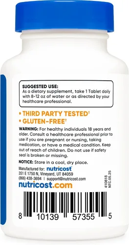 Vista 4 de Nutricost Gluconato de zinc 50 mg, 180 comprimidos - Sin OMG