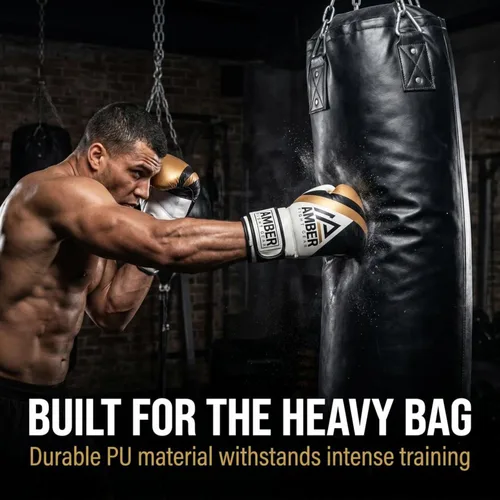 Vista 5 de Fury Boxing Gloves - Kickboxing, Muay Thai Training Gloves, Sparring Punching Bag Mitts, Durable PU, Shock-Absorbing Foam Core, Non-Slip Wrist