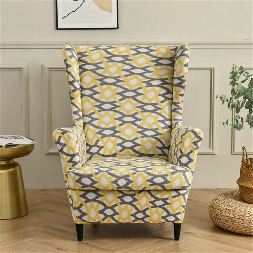 Vista 123 de Eco-Ancheng Funda para silla Wingback, 2 piezas, respaldo de ala, fundas de elastano para sillón con respaldo de ala, fundas para sillón con parte