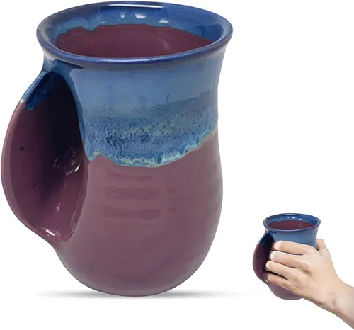 Vista 12 de Clay in Motion - Taza calentadora de manos para diestros, diseño Ocean Tide Marea del Océano