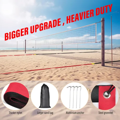 Vista 4 de Líneas profesionales de voleibol de playa para arena, 2 pulgadas, altamente visibles, para todo tipo de clima, con anclajes de acero inoxidable