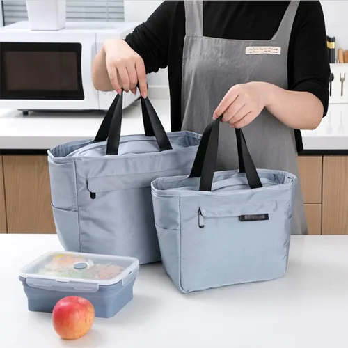 Vista 4 de Bolsa de almuerzo para adultos, bolsa térmica con aislamiento, bolsas de almuerzo reutilizables para mujeres/hombres para oficina, trabajo, picnic