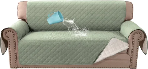 Vista 37 de H.VERSAILTEX Fundas de sofá de 2 plazas para perros, 100 % impermeables, con correas elásticas para mascotas y gatos (sofá biplaza, marrón)