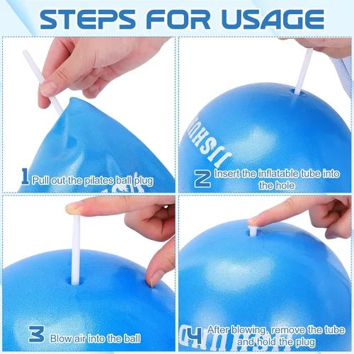 Vista 4 de jjshund Pelota de pilates, pequeña pelota de yoga de ejercicio de 9,8 pulgadas con guía de ejercicios, para gimnasio en casa, yoga, pilates