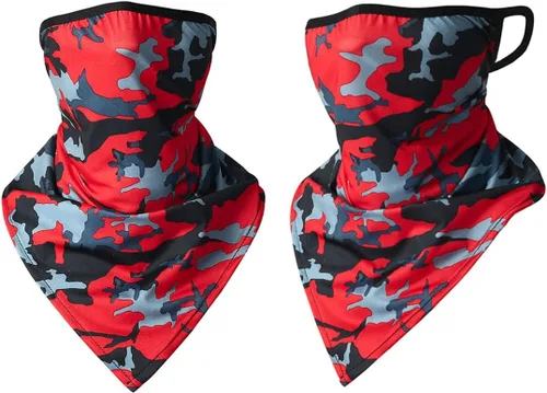 Vista 3 de 8 unidades de bandana para la cara con bucles para las orejas, polaina para el cuello, máscara de protección solar al aire libre para hombres