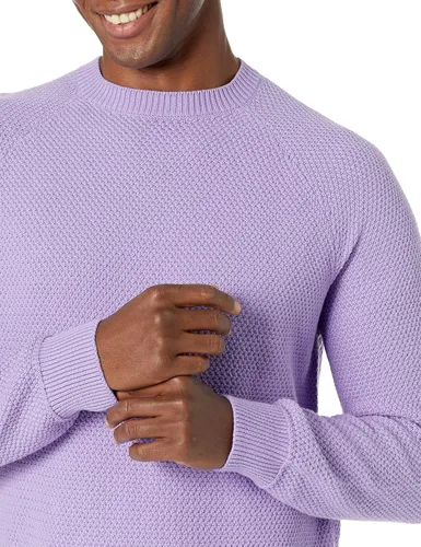 Vista 3 de Tienda Essentials Suéter de cuello redondo de algodón texturizado de gran tamaño para hombre