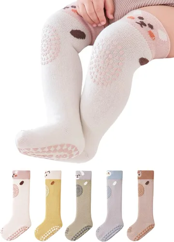 Vista 8 de Calcetines antideslizantes hasta la rodilla para bebés y niños pequeños, calcetines antideslizantes para recién nacidos, calcetines para gatear