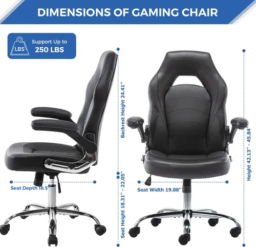 Vista 3 de ZUNMOS Reposabrazos ergonómico abatible para oficina y escritorio ajustable en altura y empalme de piel sintética con soporte lumbar, negro