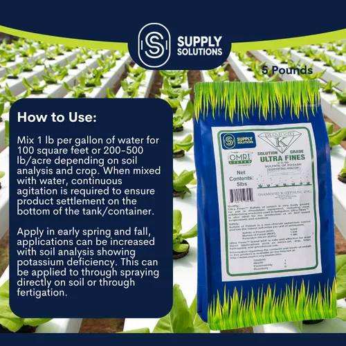 Vista 7 de Supply Solutions Sulfato de potasa 0-0-50 - Fertilizante orgánico de potasa - Adecuado para fertirrigación, sistemas de goteo, foliar, hidroponía