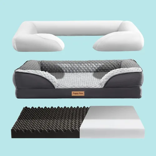 Vista 3 de Cama para perros y gatos pequeños y medianos, forro impermeable para uso en interiores y exteriores, funda extraíble lavable con cremallera de hasta
