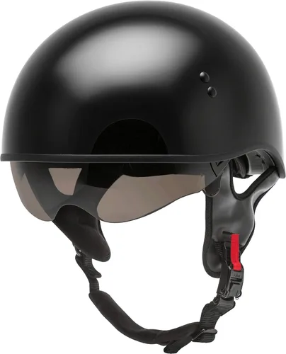 Vista 5 de GMAX HH-65 Naked Half Helmet (negro, grande) - Aprobado por FMVSS 218