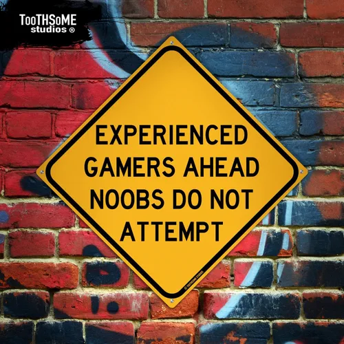 Vista 2 de Experienced Gamers Ahead - Placa de advertencia de video PC gamer hogar dormitorio 12 x 12 pulgadas