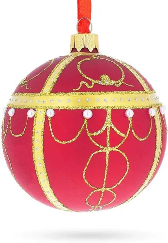Vista 6 de 1895 Rosebud Royal Egg - Adorno de Navidad con bola de cristal rojo, 3,25 pulgadas