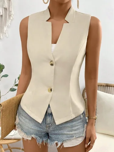 Vista 3 de SOLY HUX Women's Waistcoat Vest V Neck Sleeveless Button Front Summer Casual Blazer Jackets