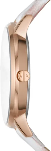 Vista 2 de Armani Exchange - Reloj de cuarzo de acero inoxidable con correa de cuero para mujer