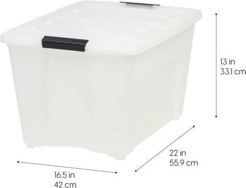 Vista 4 de IRIS USA, Inc. TB-28 - Caja apilable y de extracción de 32 cuartos de galón, contenedor de almacenamiento multiusos, paquete de 6, perla con TB-56D