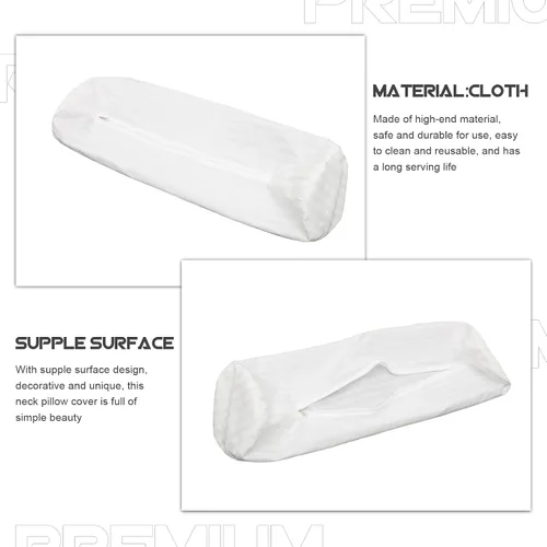 Vista 4 de Healeved Funda de almohada cilíndrica de 23.62 x 9.84 pulgadas, con cremallera, protector de almohada de cuello de oficina, funda de soporte