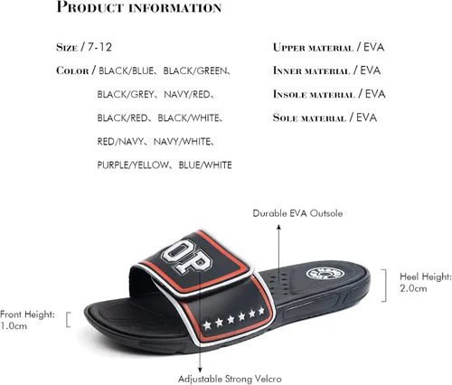 Vista 7 de FUNKYMONKEY - Sandalias deslizantes ajustables para hombre