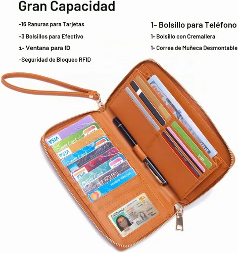 Vista 2 de Soperwillton Monederos para mujer, bolso cruzado de hombro, asa superior, bolsa de mano, cartera, juego de 3 piezas beige/marrón
