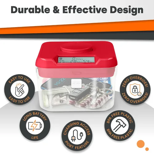 Vista 3 de KSafe - Caja de bloqueo con temporizador para teléfonos, aperitivos y medicamentos, caja fuerte para celulares, cárcel y alimentos con temporizador