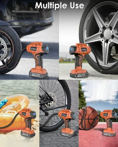 Vista 8 de KeenPower Compresor de aire para inflador de neumáticos, bomba de neumáticos de coche inalámbrica de 21 V con batería recargable de iones de litio