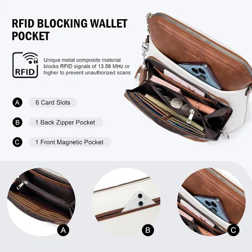 Vista 3 de Bolso bandolera Roulens para mujer de cuero vegano, bolso mediano cruzado con llavero para viajes, bolsos de hombro para mujer con borla