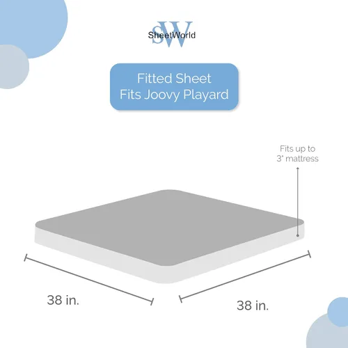 Vista 3 de SheetWorld - Sábana bajera ajustable de 100 % algodón percal, para jugar Joovy 38 x 38 pulgadas, círculos de colores, negro, fabricada en Estados