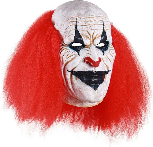 Vista 2 de Máscara facial de payaso espeluznante para adultos, máscara de bromista aterradora para Halloween (azul)