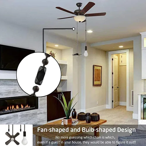 Vista 4 de Cadena de extensión de ventilador de techo con bombilla decorativa y cable de 13.6 pulgadas, juego de cadena de bronce para lámpara de techo 2
