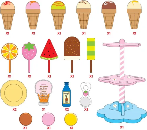 Vista 7 de PowerTRC Juego de 22 piezas de torres de helados y postres Perfecto para aventuras de juegos de niños con paletas y delicias de helado