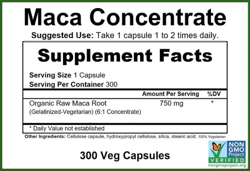Vista 2 de GreenPacks® Suplemento concentrado de raíz de maca orgánica (gelatinizado) 300 cápsulas
