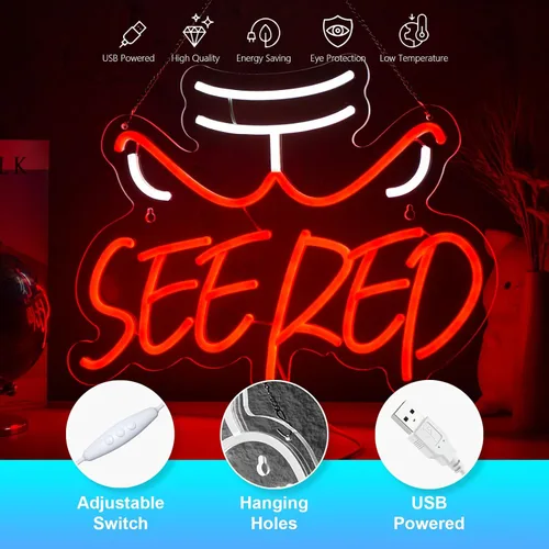 Vista 3 de Letrero de neón rojo con eslogan de los toros de la NBA para decoración de pared, letrero de baloncesto con USB regulable, luces LED de neón